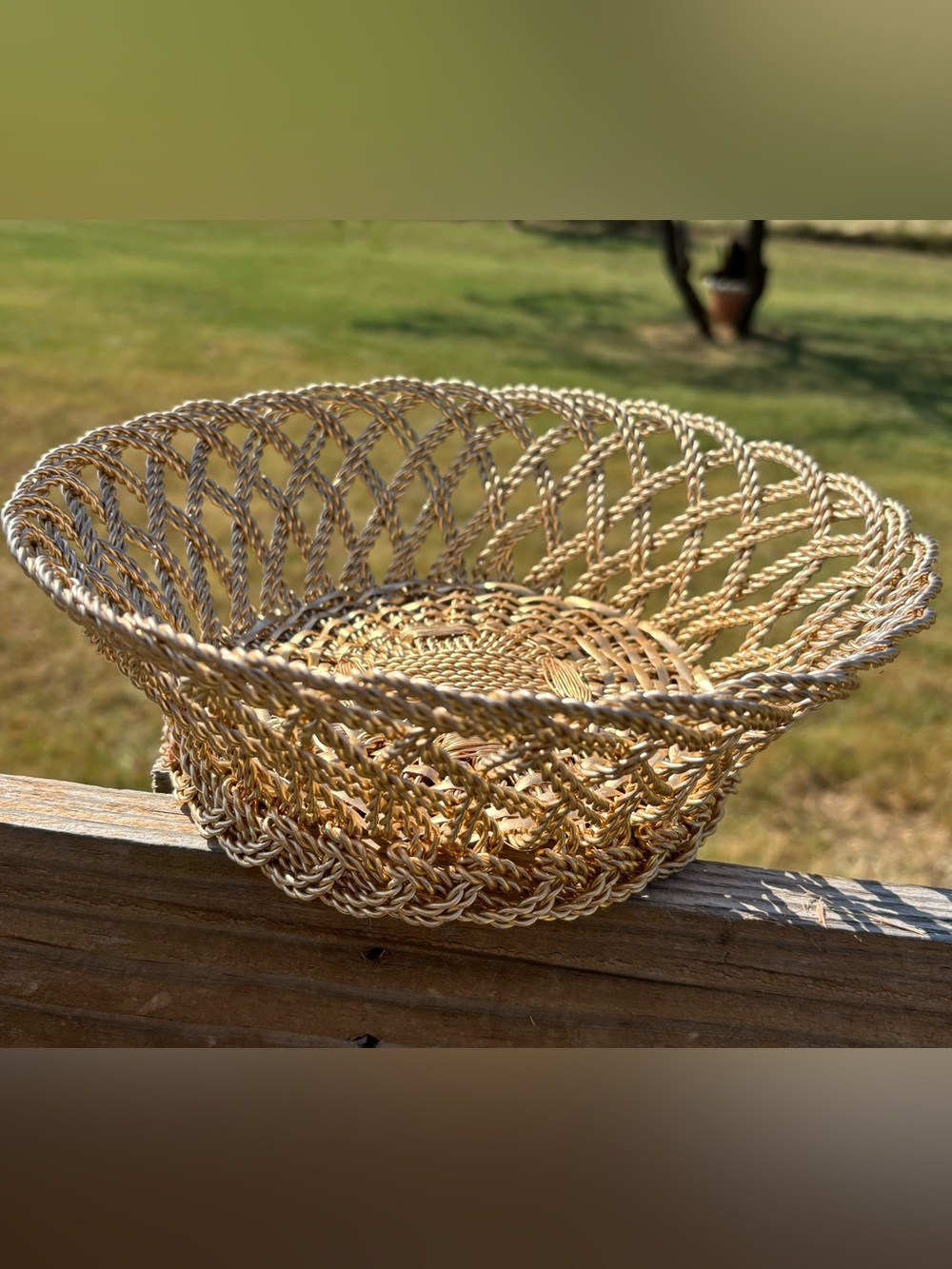 Vintage Woven Decorative Bowl - Gold